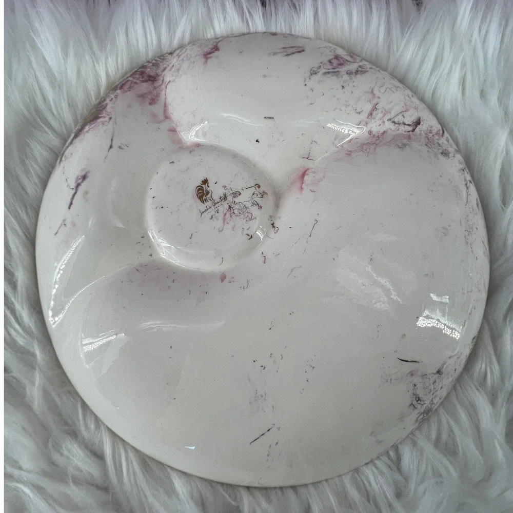 Vtg Sascha Brastoff California Pottery Surf Ballet Chip Dip Platter Purple‎ Gold